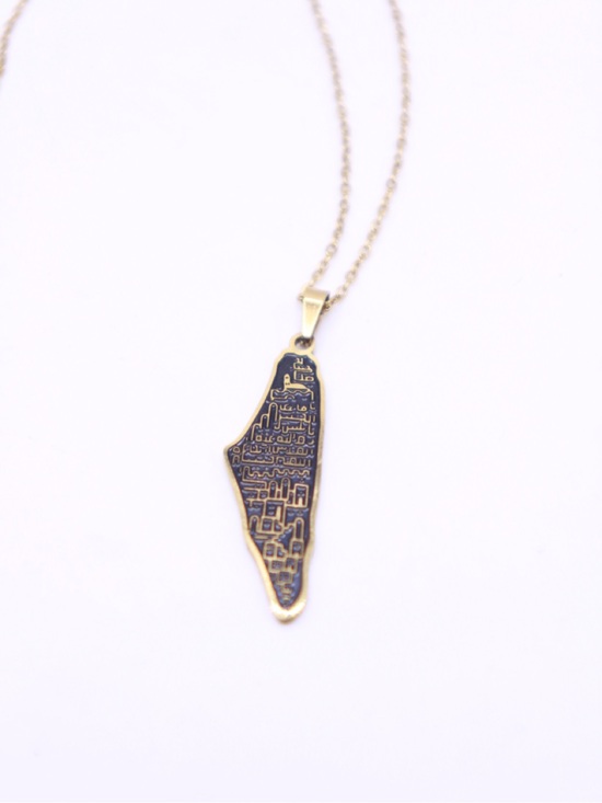 Jewelry - 18k plated stainless steel Palestine Cities 3.0 Map Necklace Chain Pendant